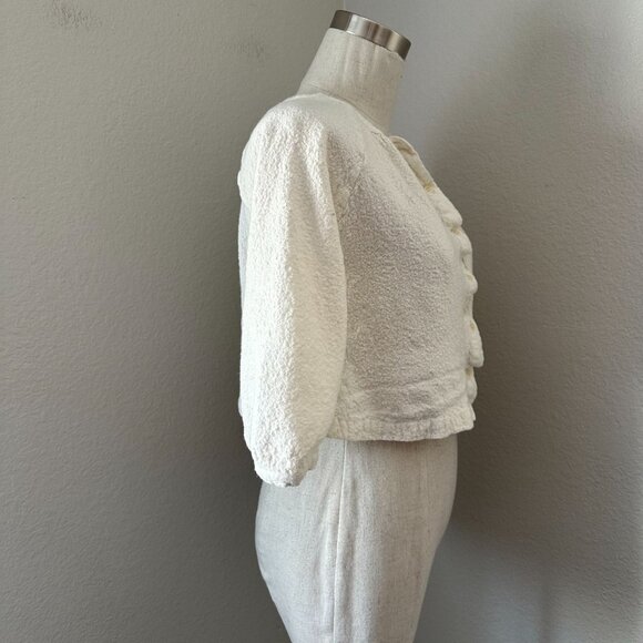 Jennie Kayne Wool Blend Cardigan Front Button Closure Crew Neck 3/4 Sleeve Flawe - Picture 3 of 14